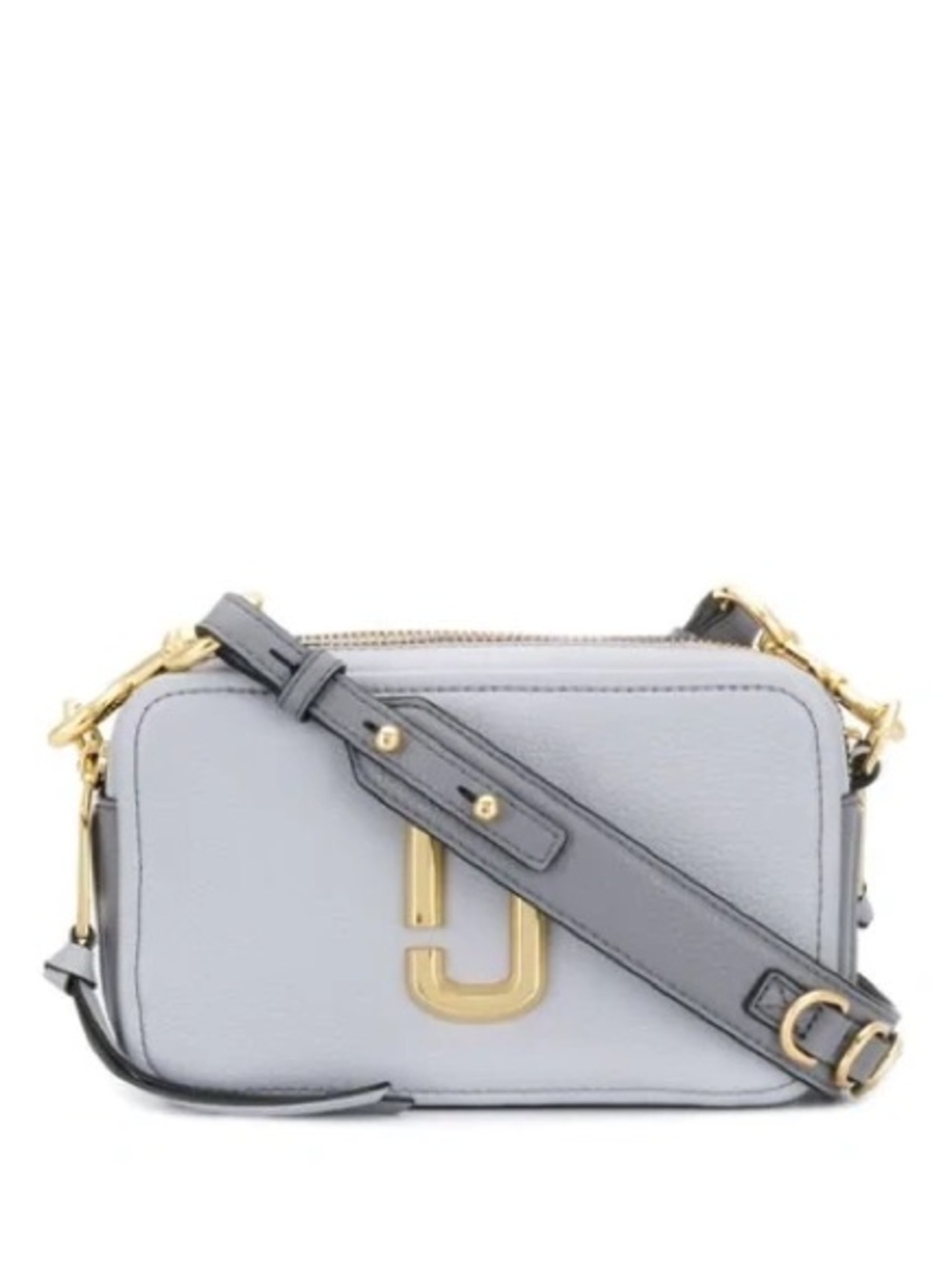 Marc Jacobs Light Gray Camera Crossbody with Gold Hardware